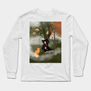 Woodland Witch with takeaway coffee Long Sleeve T-Shirt